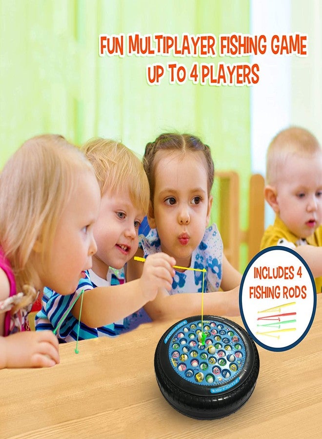 لعبة صيد الأسماك القابلة لإعادة الشحن من KIPA GAMING، تحتوي على 45 سمكة مع بركة دائرية كبيرة و4 عصي صيد للأسماك، مناسبة للأطفال من عمر سنتين إلى 9 سنوات (أزرق داكن). - Image 2